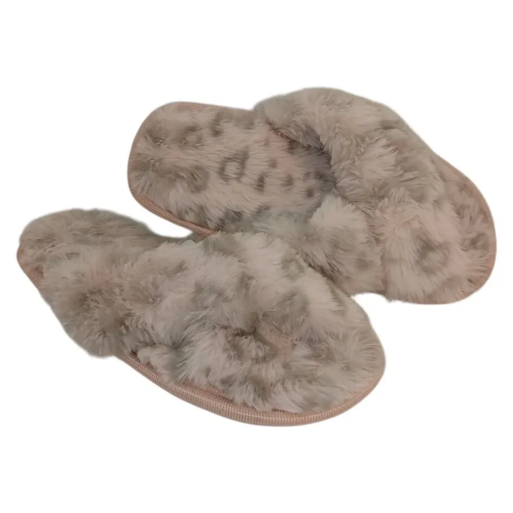 Girls Faux Fur New Light Purple and Gray Slippers - Size: 13T